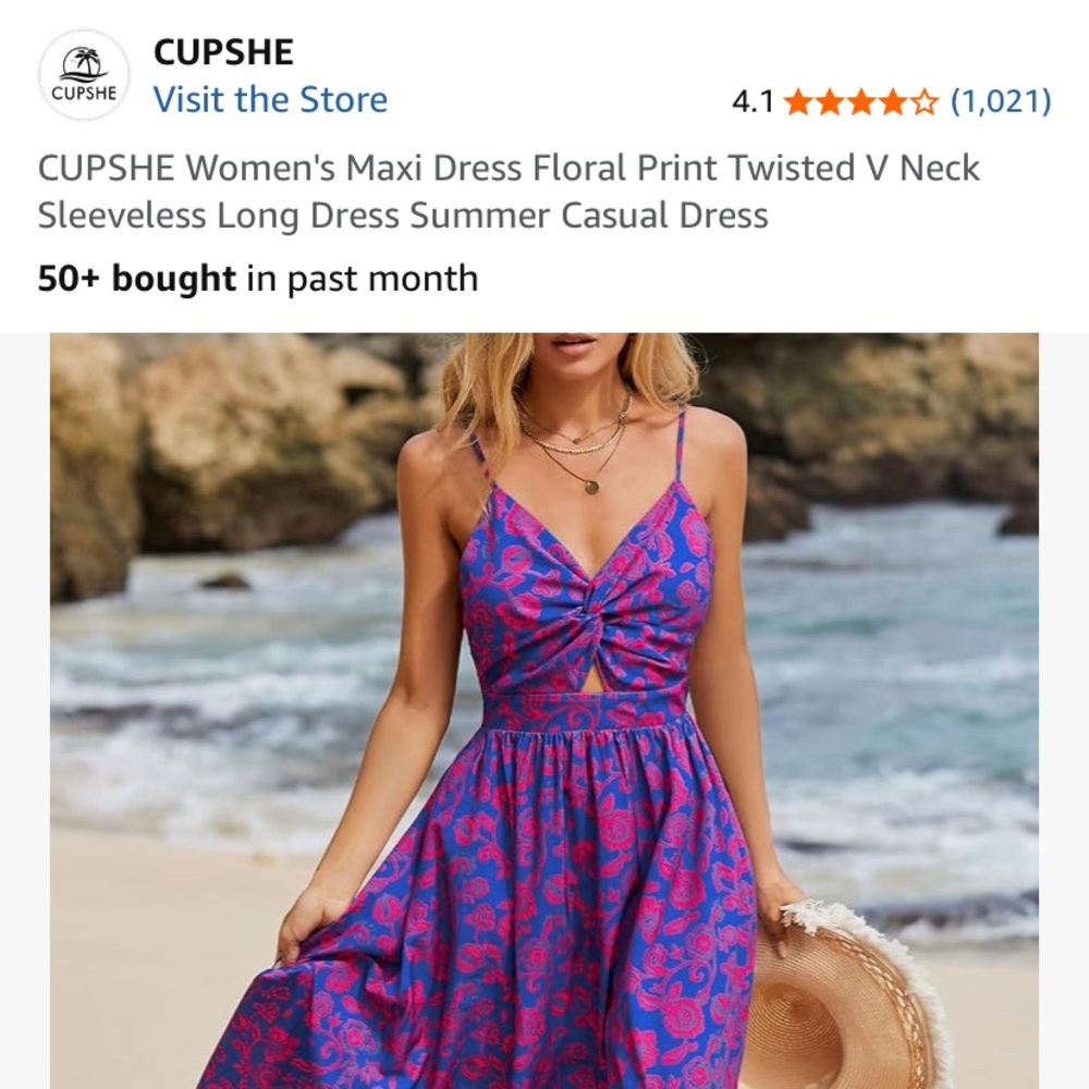 Cupshe Floral Maxi Dress in Blue and Pink